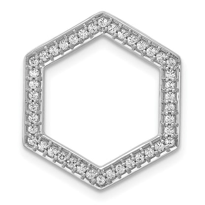 14k White Gold 1/4ct. Real Diamond Fancy Hexagon Chain Slide