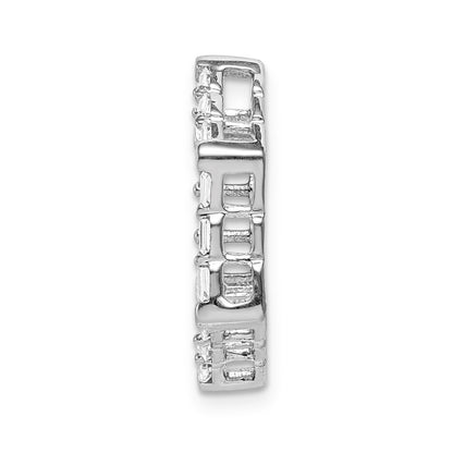 14k White Gold 1/4ct. Real Diamond Fancy Hexagon Chain Slide