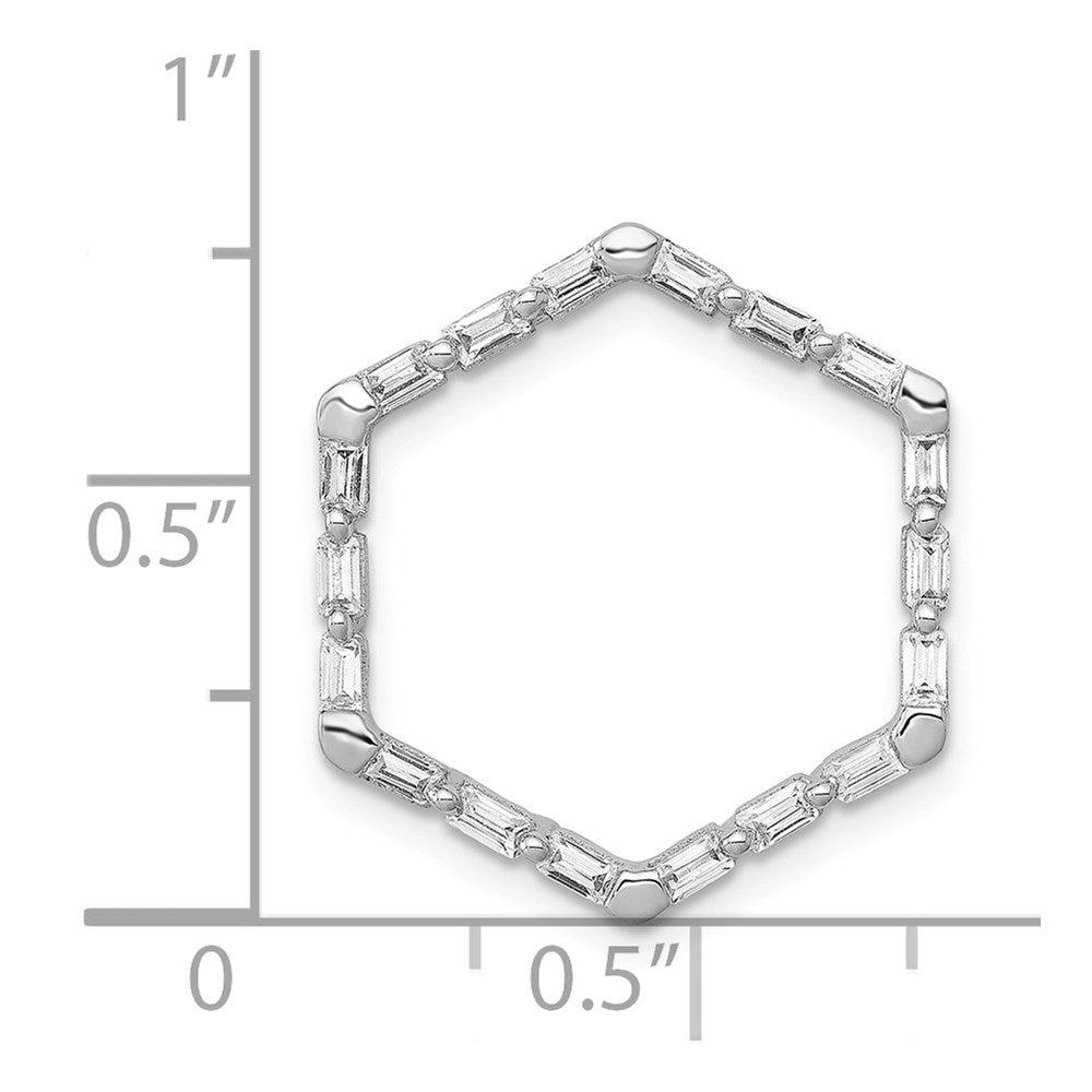 14k White Gold 1/4ct. Real Diamond Fancy Hexagon Chain Slide