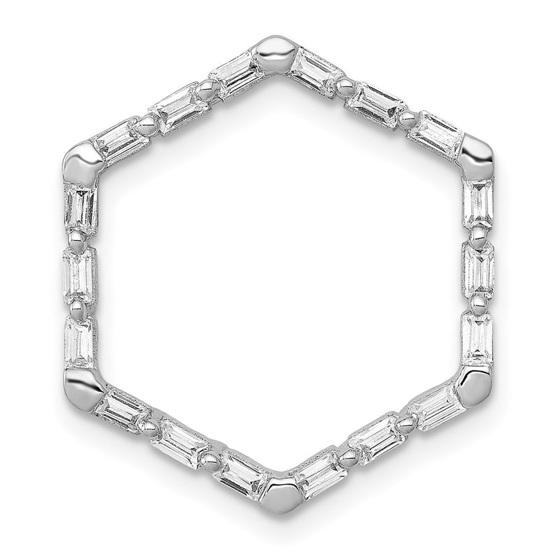14k White Gold 1/4ct. Real Diamond Fancy Hexagon Chain Slide