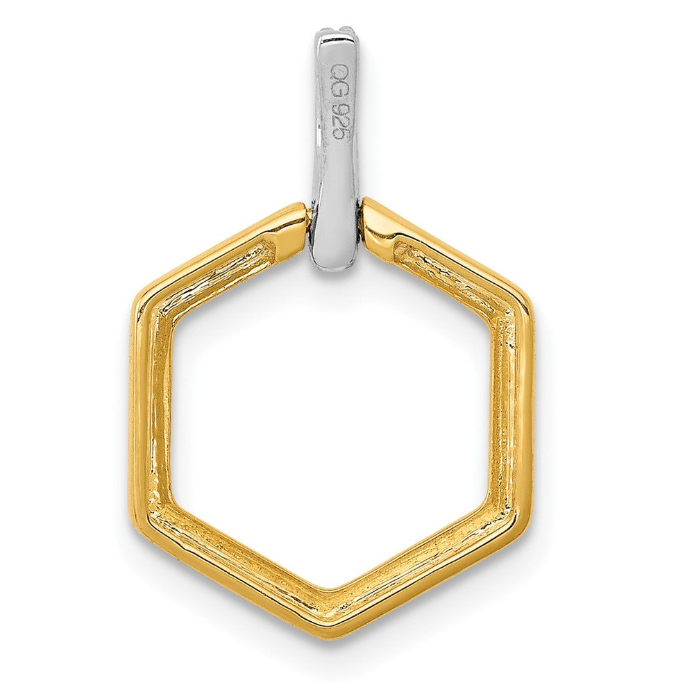 14k Two-Tone Gold 1/20ct. Real Diamond Fancy Hexagon Pendant