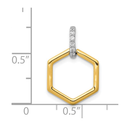 14k Two-Tone Gold 1/20ct. Real Diamond Fancy Hexagon Pendant