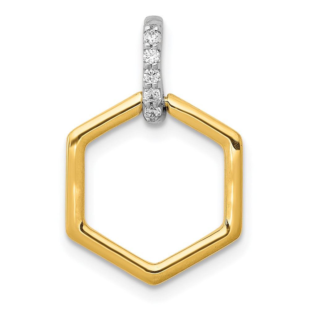 14k Two-Tone Gold 1/20ct. Real Diamond Fancy Hexagon Pendant