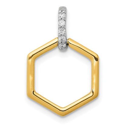 14k Two-Tone Gold 1/20ct. Real Diamond Fancy Hexagon Pendant