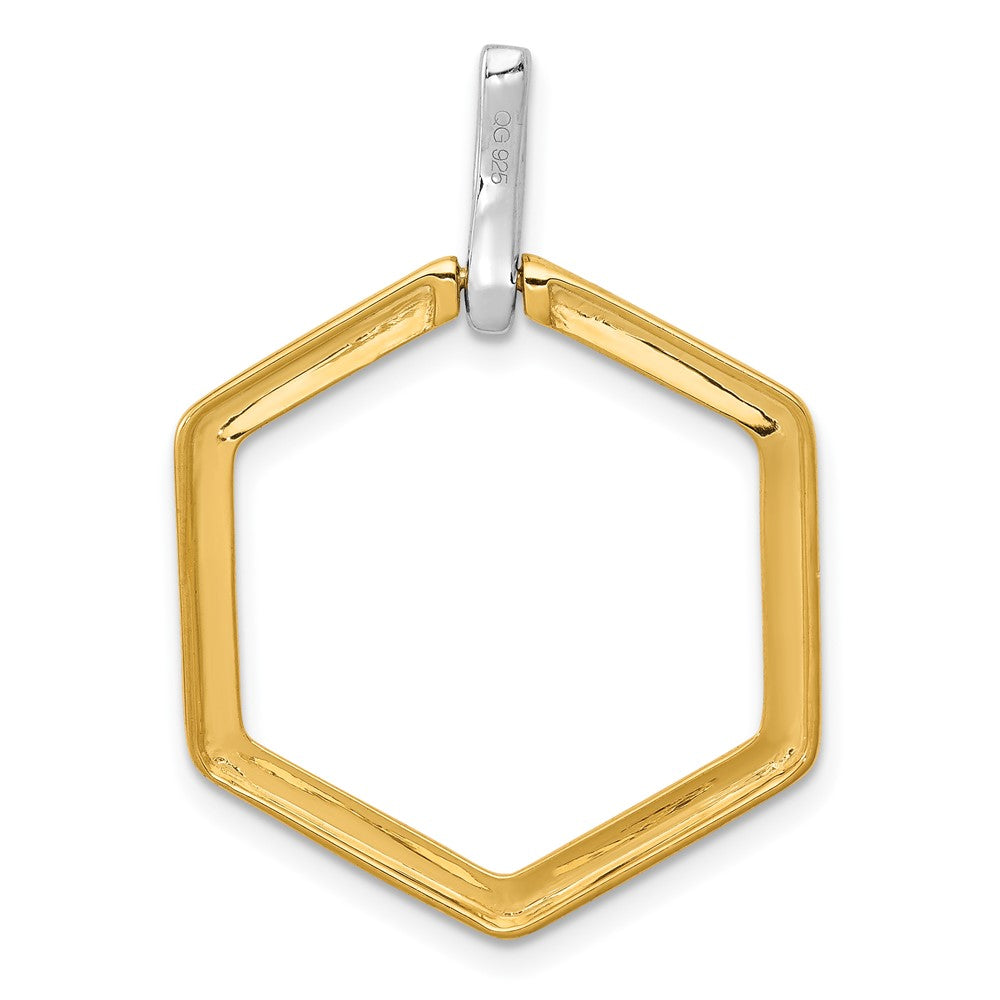 14k Two-Tone Gold 1/15ct. Real Diamond Fancy Hexagon Pendant