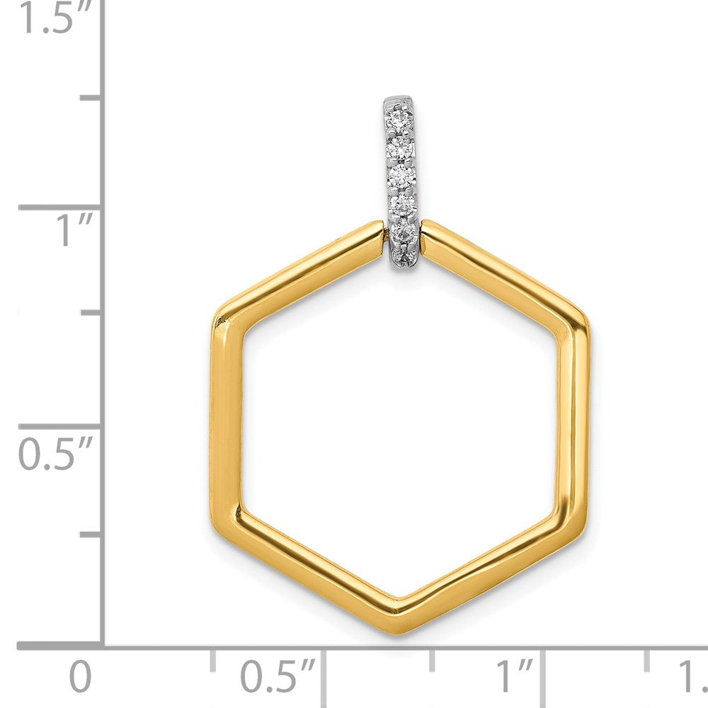 14k Two-Tone Gold 1/15ct. Real Diamond Fancy Hexagon Pendant