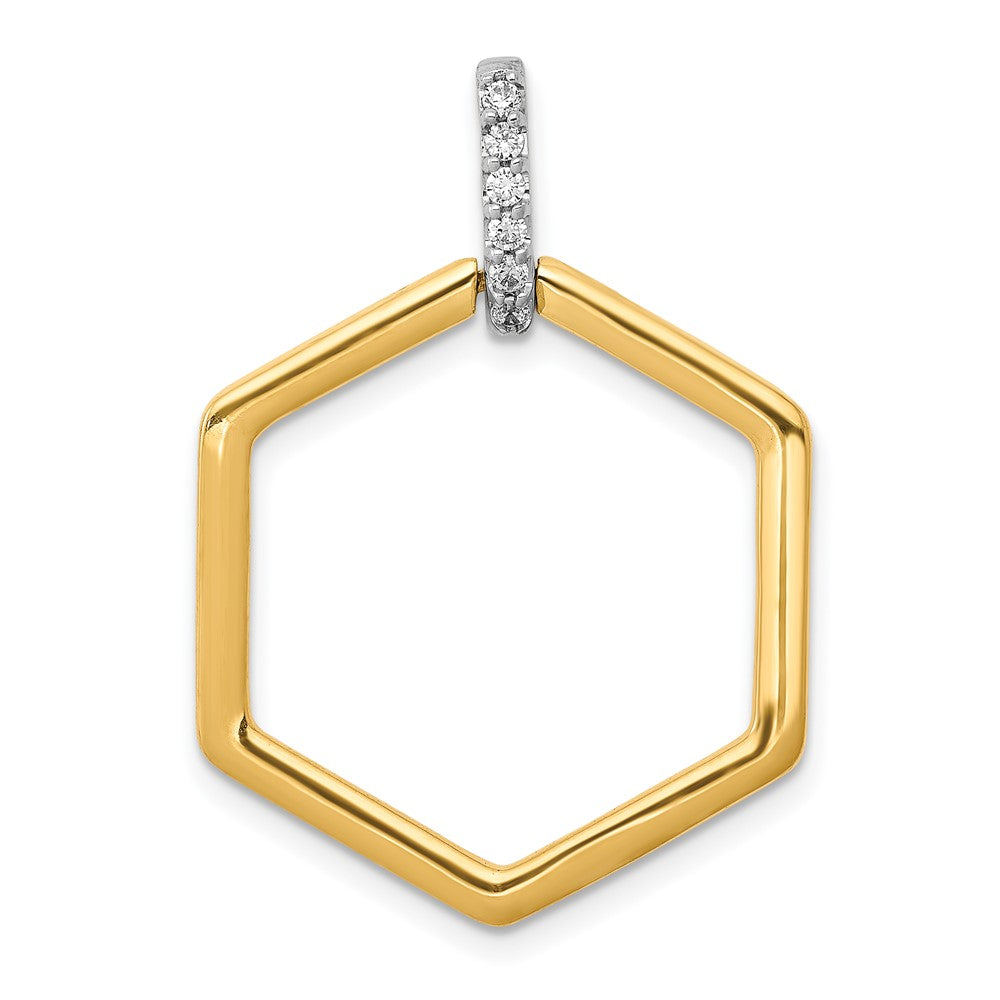 14k Two-Tone Gold 1/15ct. Real Diamond Fancy Hexagon Pendant