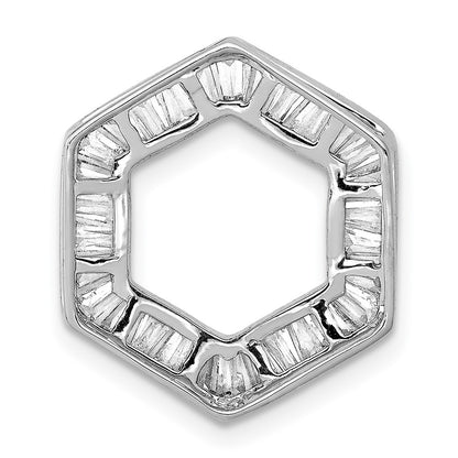 14k White Gold 1/2ct. Real Diamond Fancy Hexagon Chain Slide