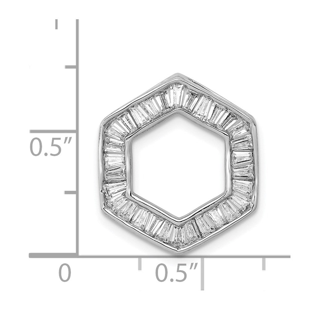 14k White Gold 1/2ct. Real Diamond Fancy Hexagon Chain Slide