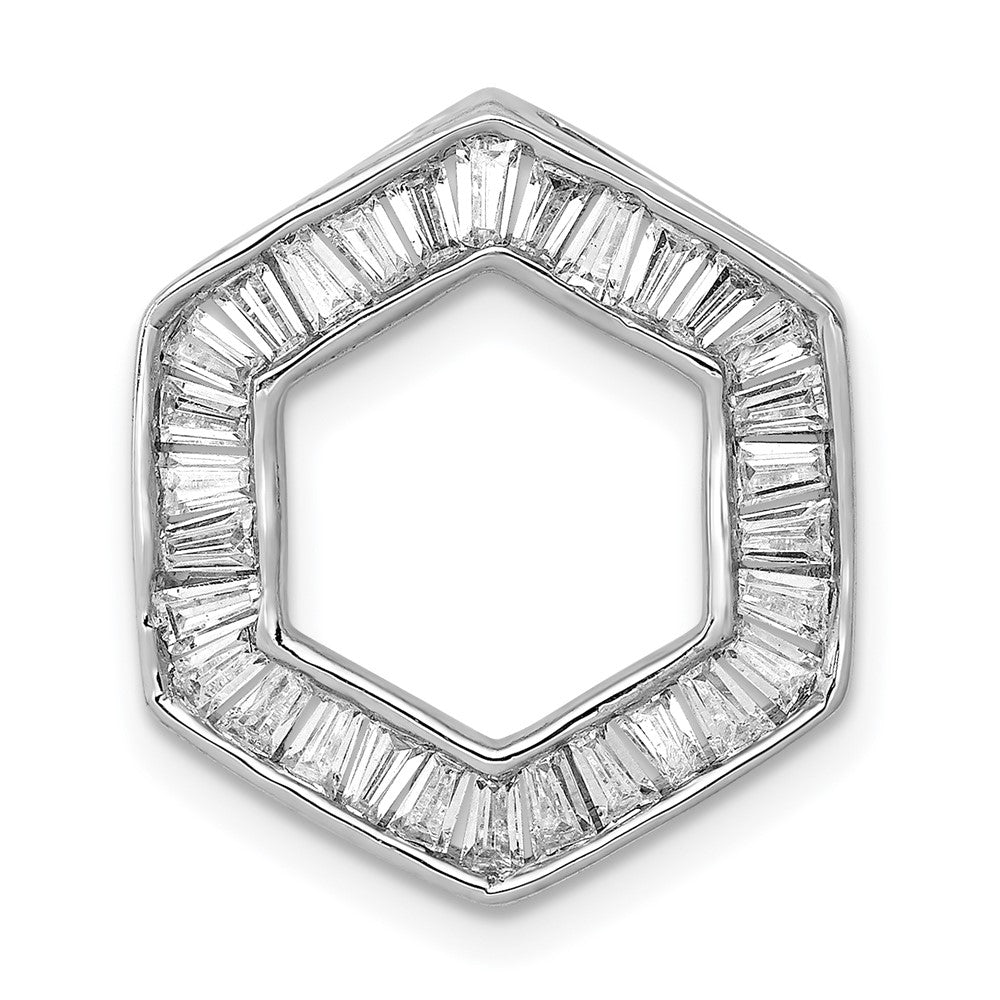 14k White Gold 1/2ct. Real Diamond Fancy Hexagon Chain Slide