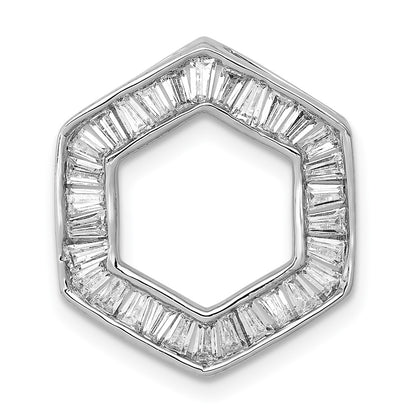 14k White Gold 1/2ct. Real Diamond Fancy Hexagon Chain Slide