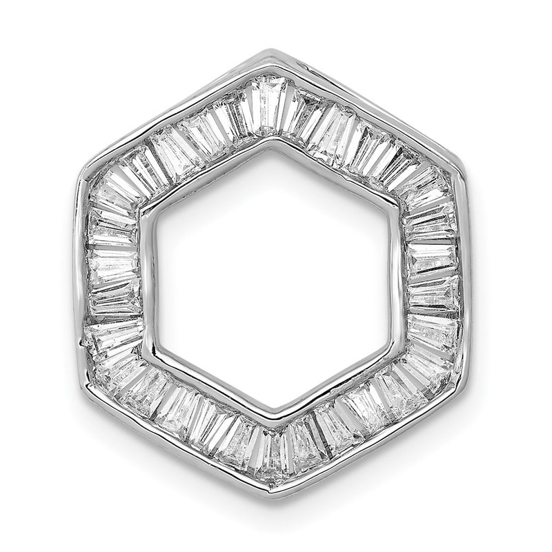 14k White Gold 1/2ct. Real Diamond Fancy Hexagon Chain Slide