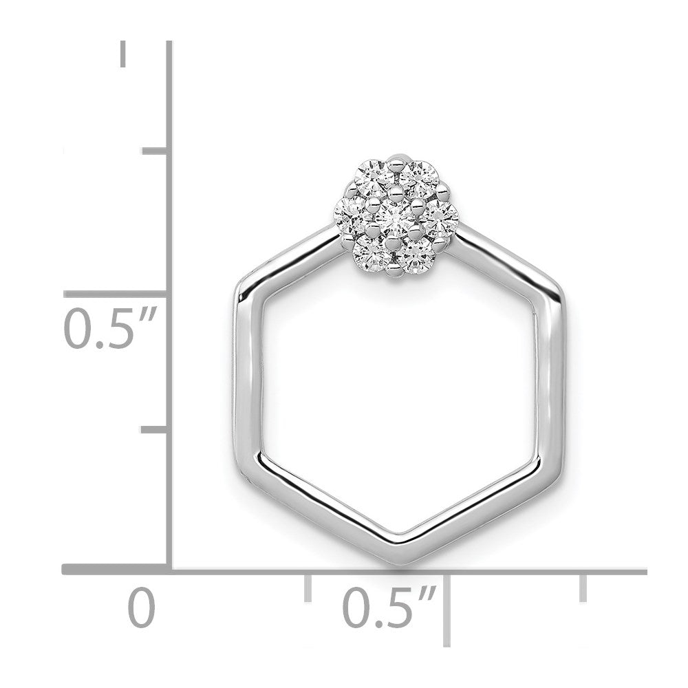 14k White Gold 1/5ct. Real Diamond Fancy Hexagon Chain Slide