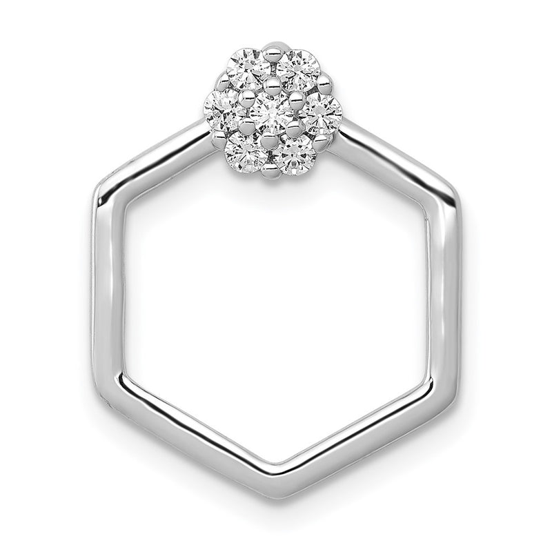 14k White Gold 1/5ct. Real Diamond Fancy Hexagon Chain Slide
