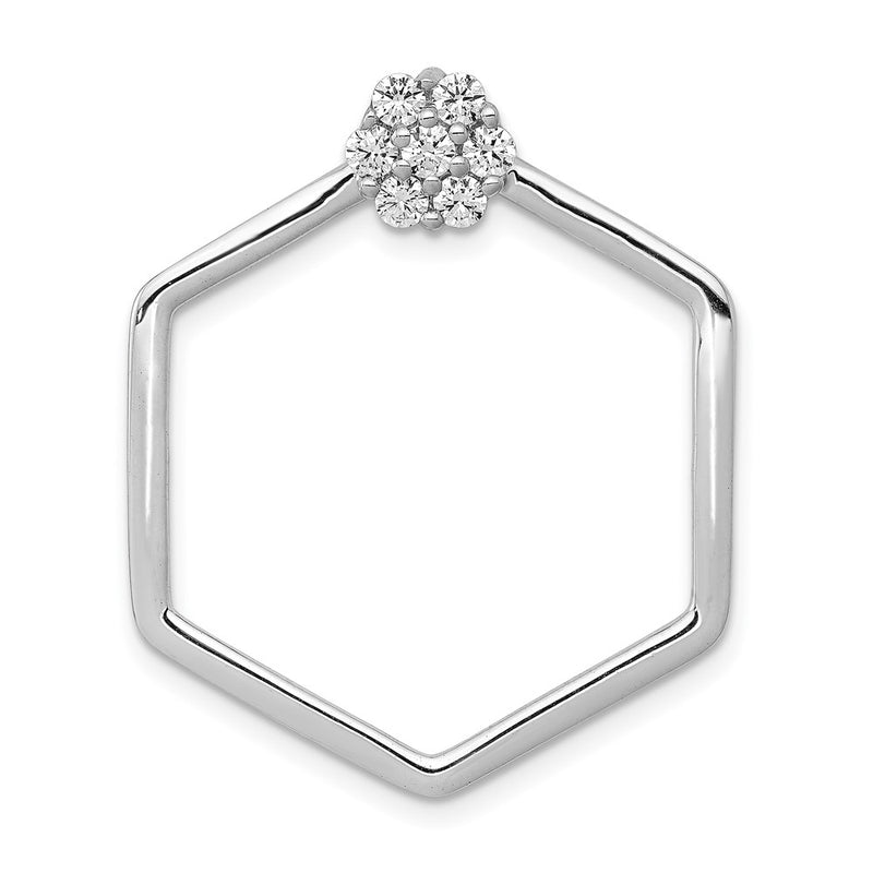 14k White Gold 1/3ct. Real Diamond Fancy Hexagon Chain Slide