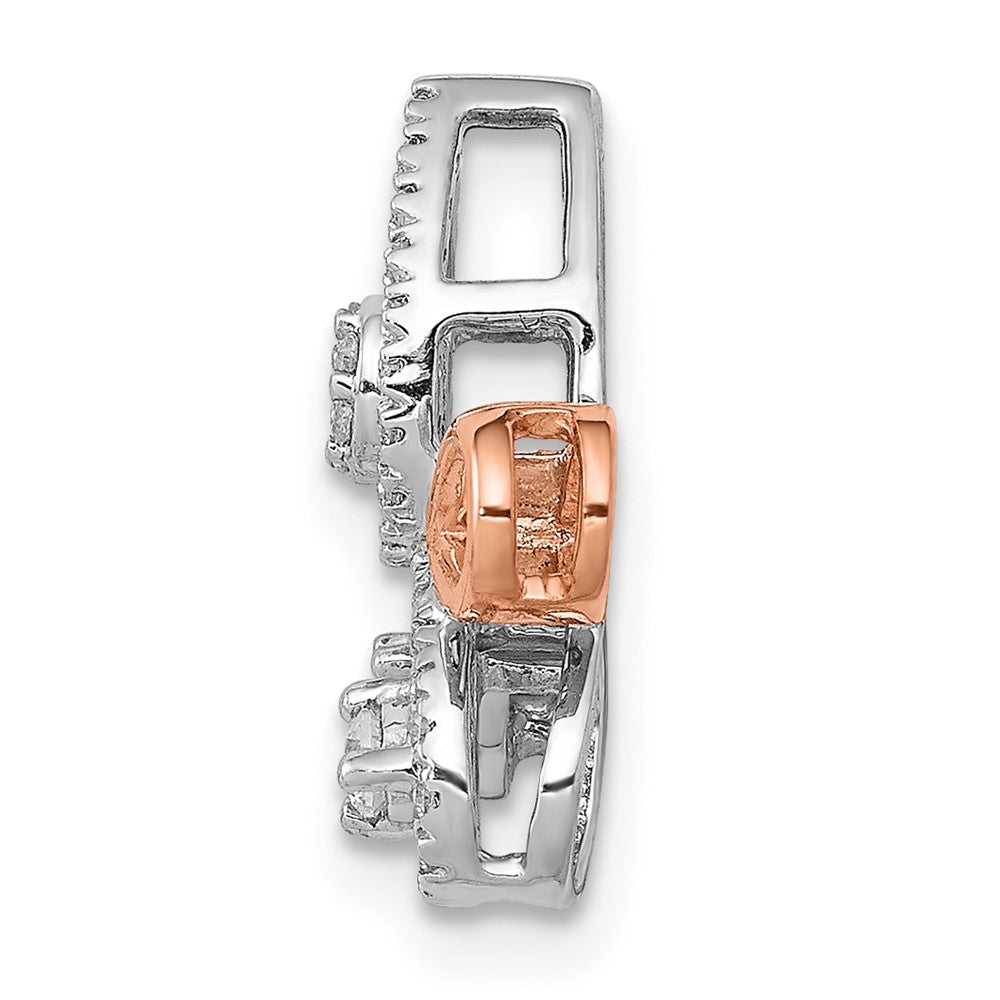 14k Rose & White Gold 1/4ct. Real Diamond Fancy Leaf Chain Slide