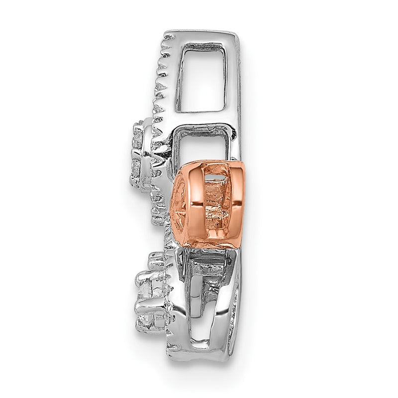 14k Rose & White Gold 1/4ct. Real Diamond Fancy Leaf Chain Slide