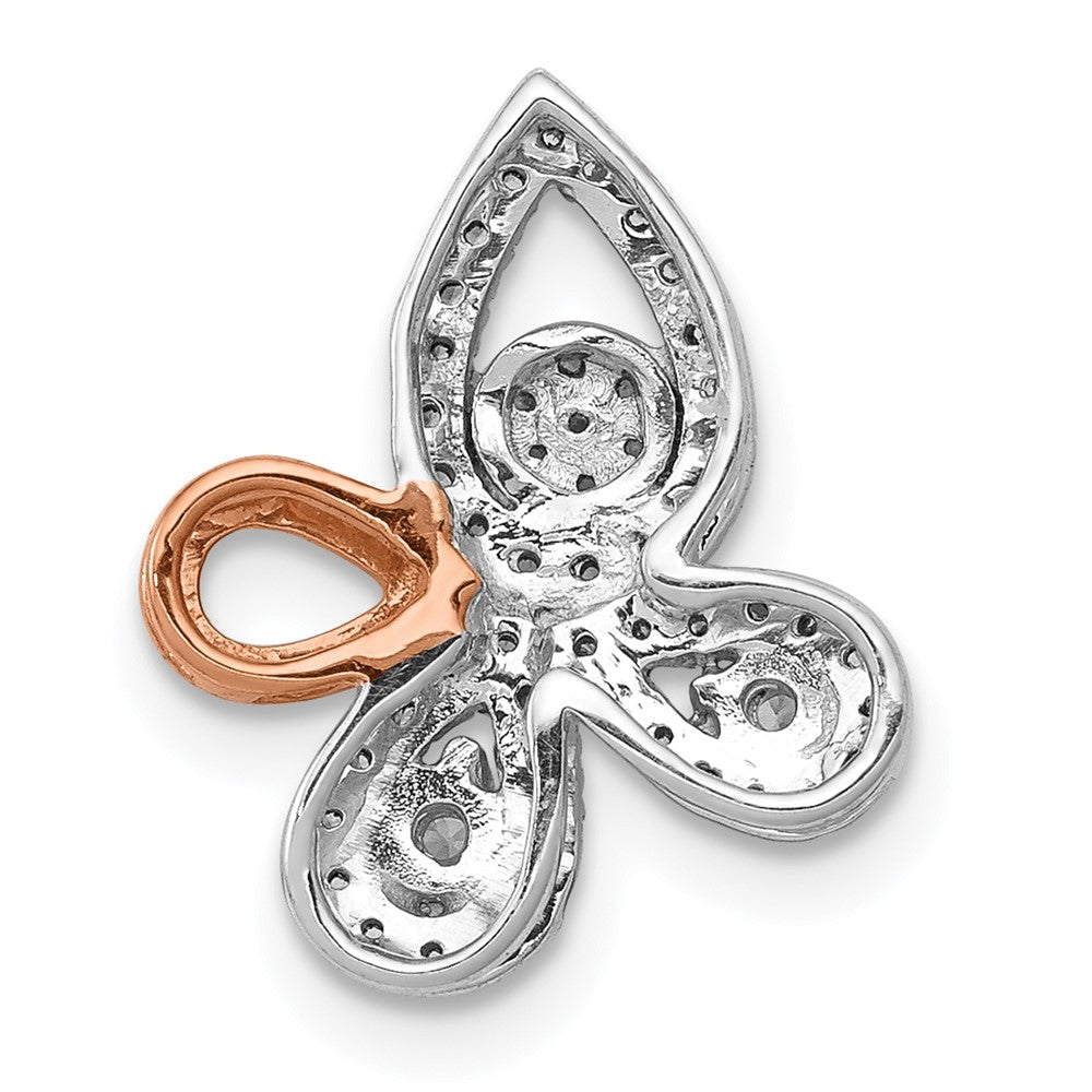 14k Rose & White Gold 1/4ct. Real Diamond Fancy Leaf Chain Slide