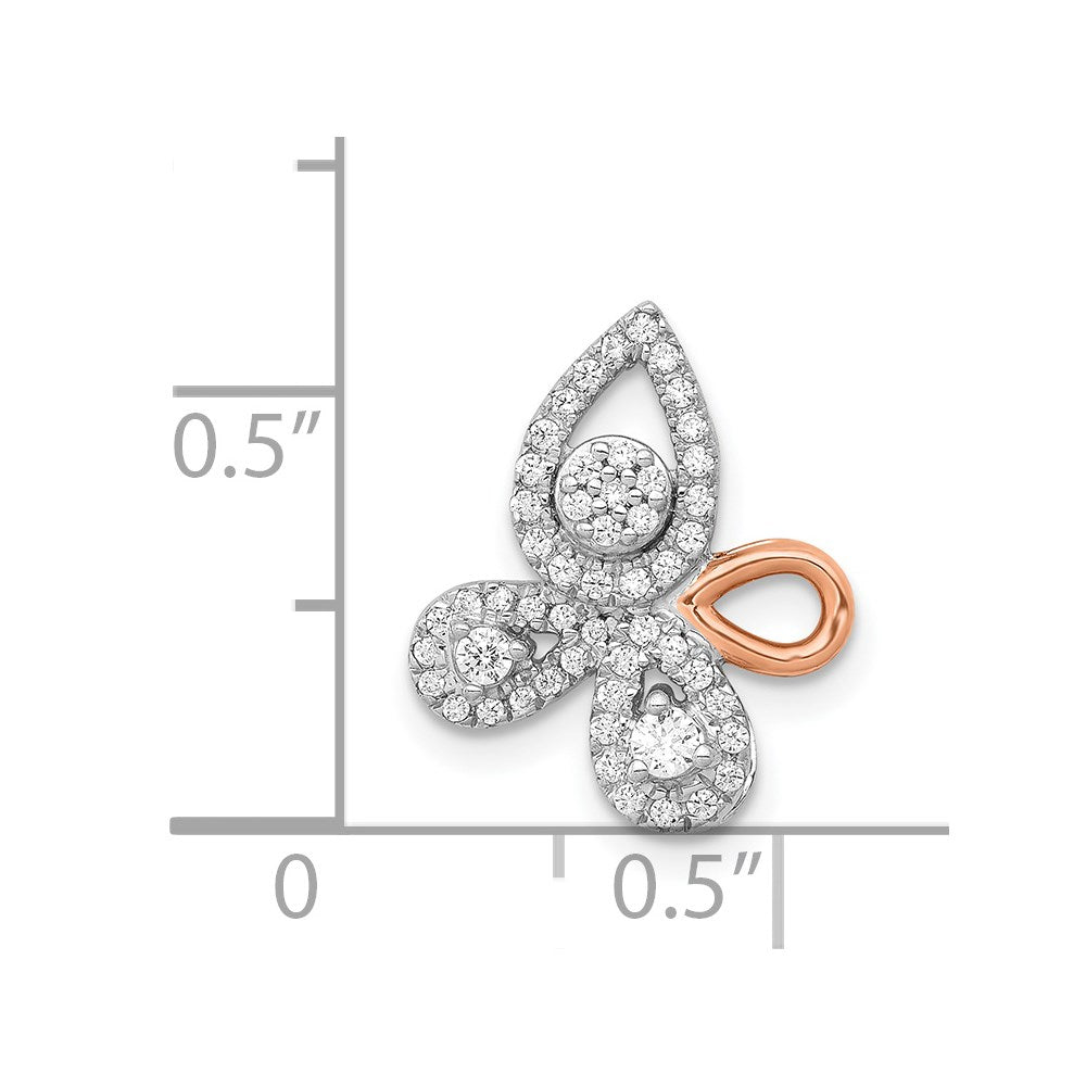 14k Rose & White Gold 1/4ct. Real Diamond Fancy Leaf Chain Slide