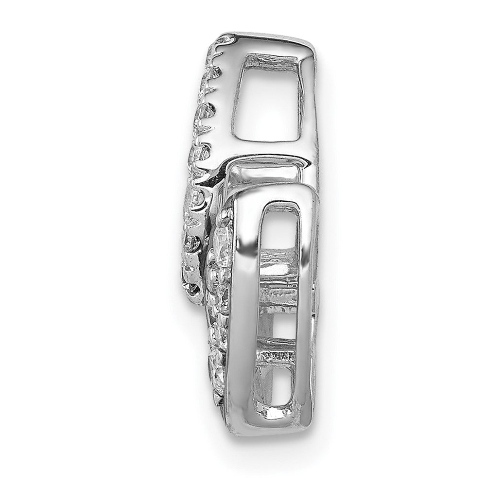 14k White Gold 1/4ct. Real Diamond Fancy Leaf Chain Slide