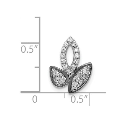 14k White Gold 1/4ct. Real Diamond Fancy Leaf Chain Slide