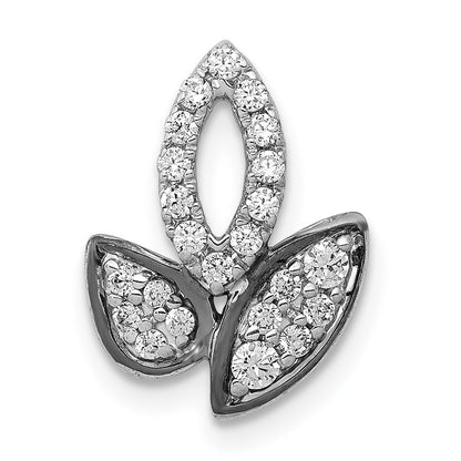 14k White Gold 1/4ct. Real Diamond Fancy Leaf Chain Slide