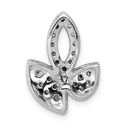 14k White Gold 1/2ct. Real Diamond Fancy Leaf Chain Slide