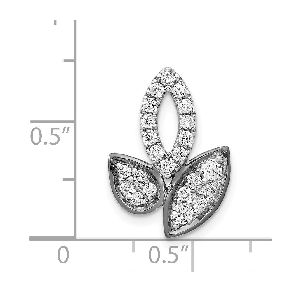 14k White Gold 1/2ct. Real Diamond Fancy Leaf Chain Slide
