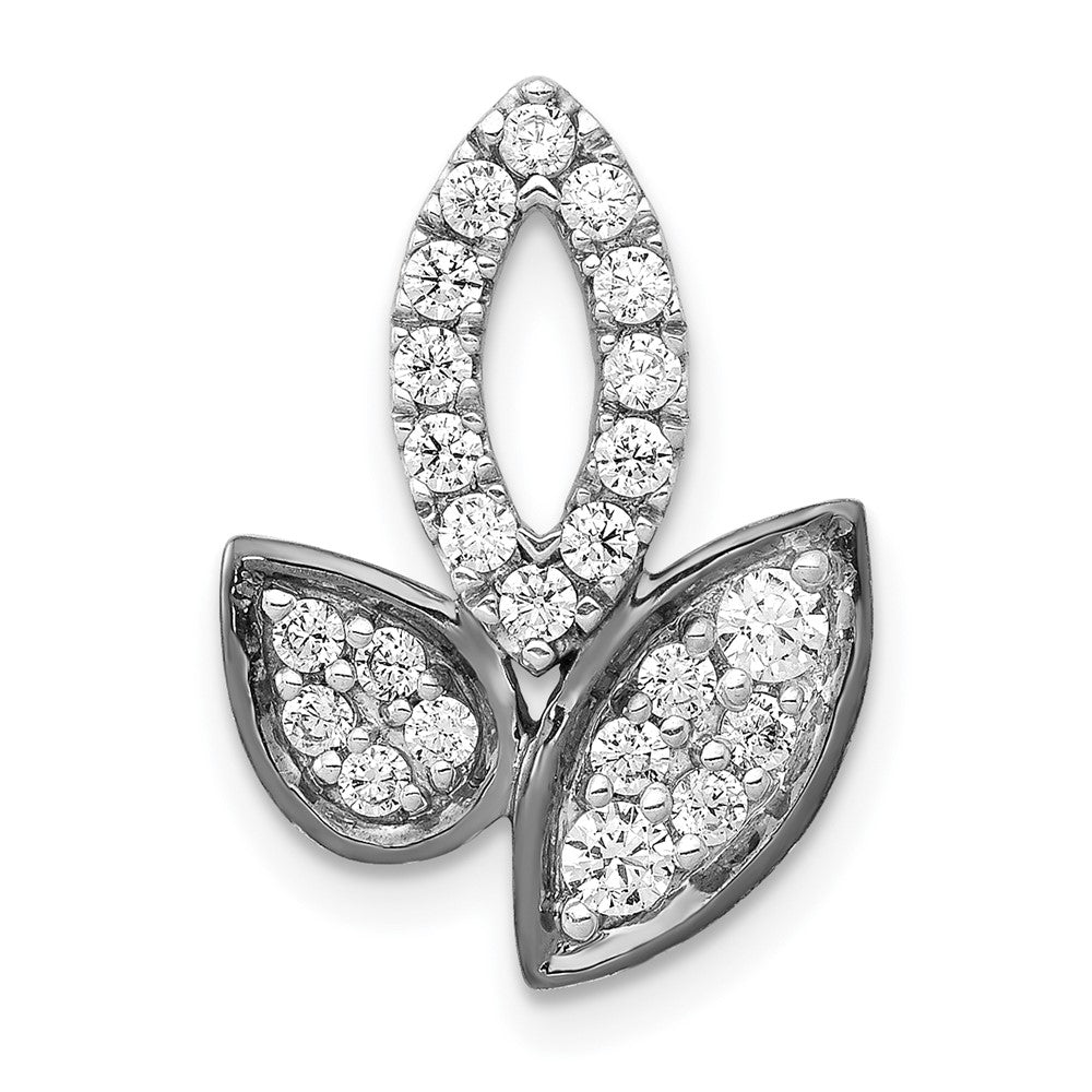 14k White Gold 1/2ct. Real Diamond Fancy Leaf Chain Slide