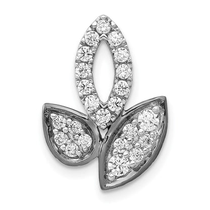 14k White Gold 1/2ct. Real Diamond Fancy Leaf Chain Slide