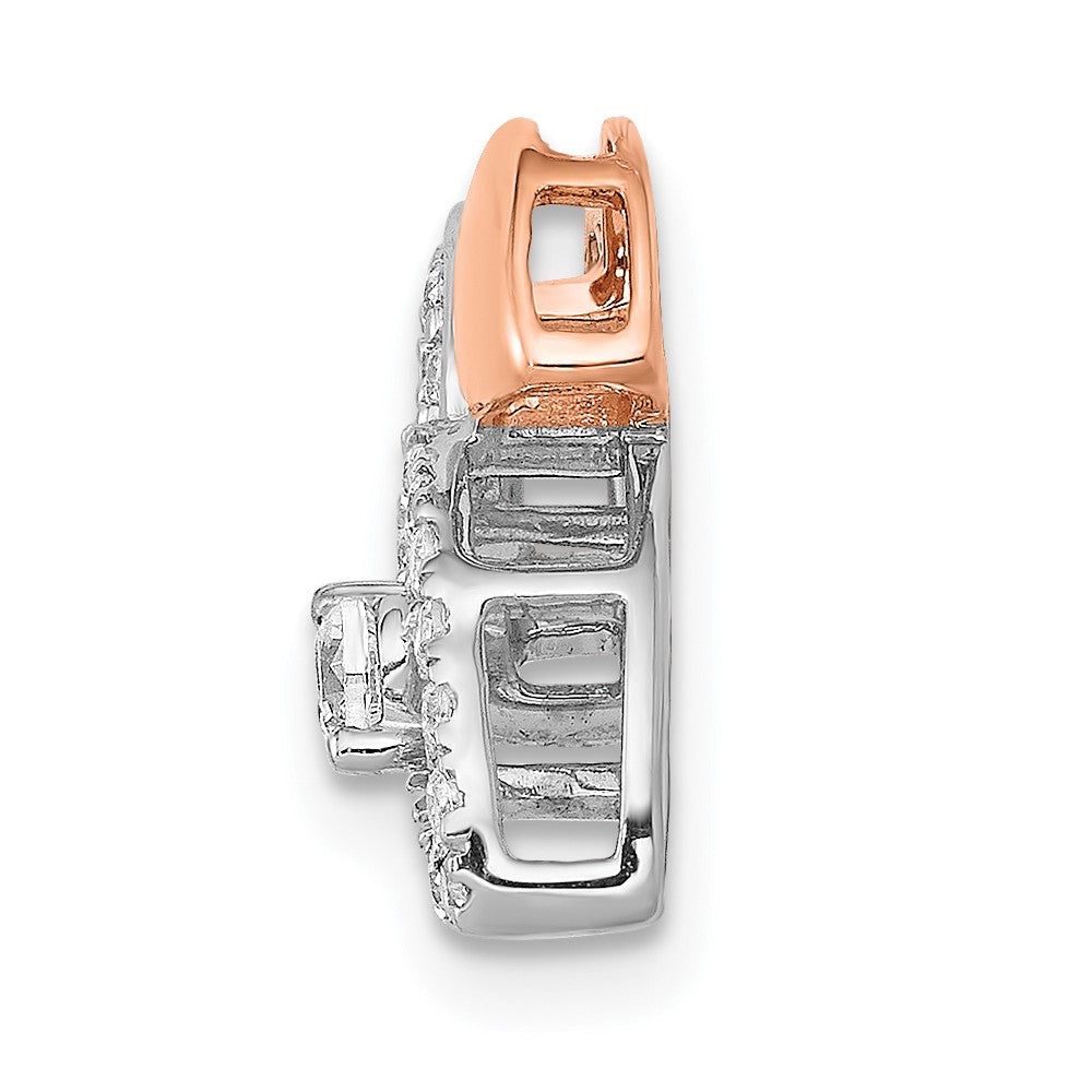 14k Rose & White Gold 1/3ct. Real Diamond Fancy Leaf Chain Slide
