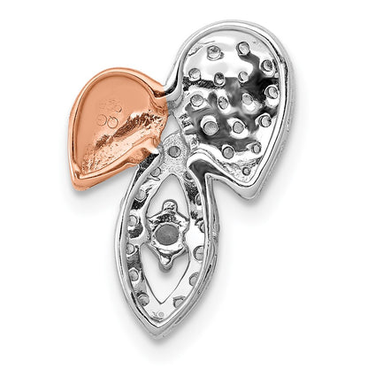 14k Rose & White Gold 1/3ct. Real Diamond Fancy Leaf Chain Slide