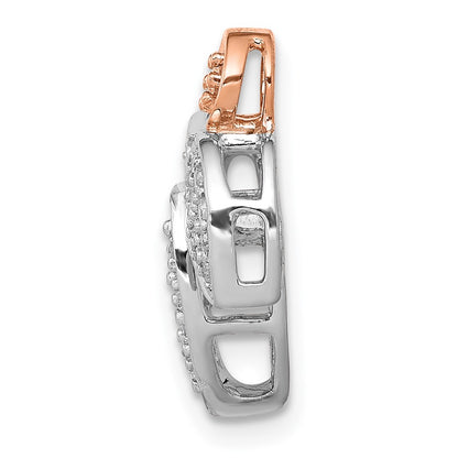 14k Rose & White Gold 1/4ct. Real Diamond Fancy Leaf Chain Slide