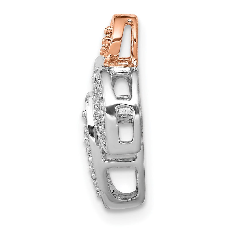 14k Rose & White Gold 1/4ct. Real Diamond Fancy Leaf Chain Slide