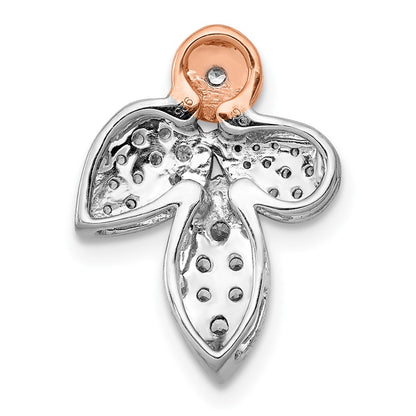 14k Rose & White Gold 1/4ct. Real Diamond Fancy Leaf Chain Slide