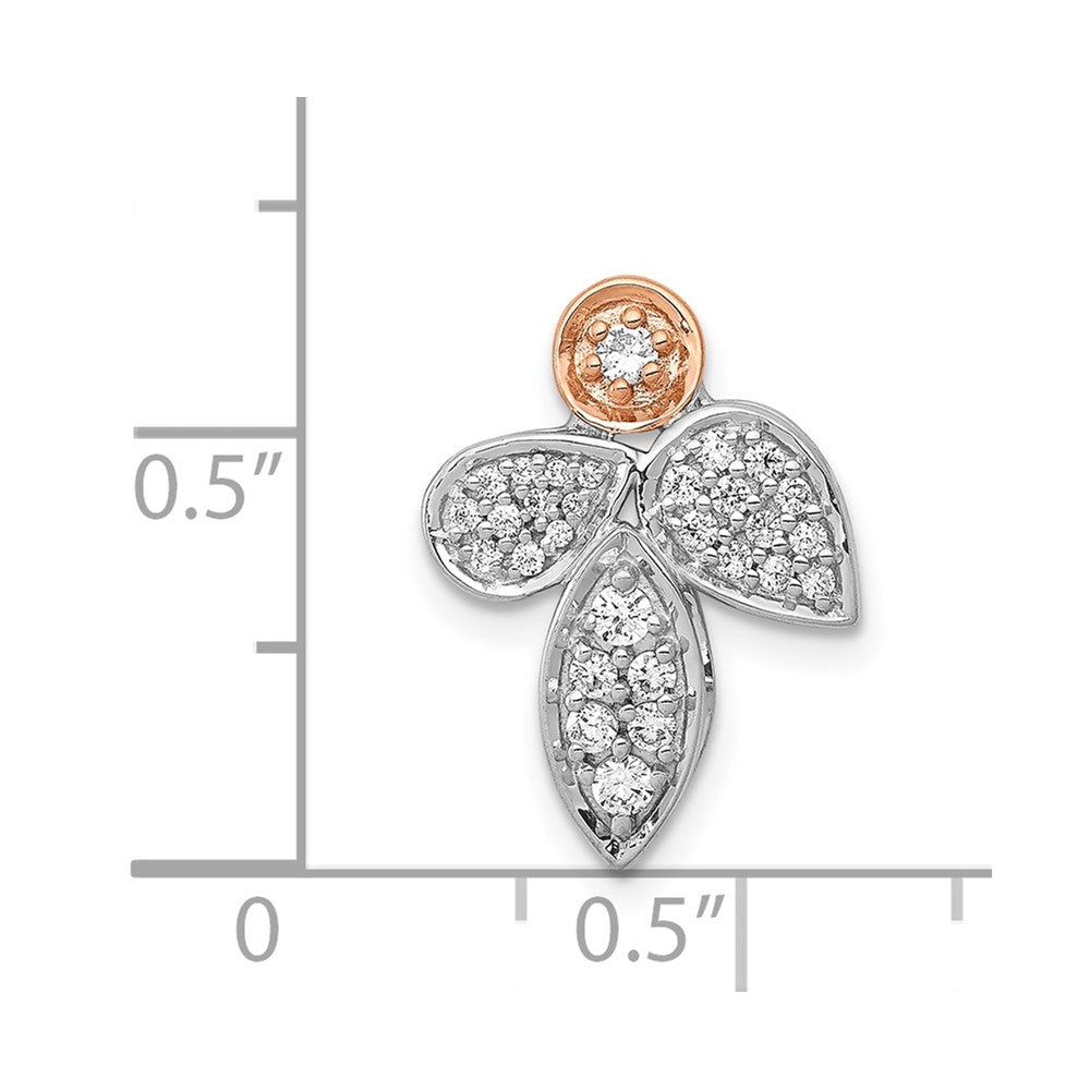 14k Rose & White Gold 1/4ct. Real Diamond Fancy Leaf Chain Slide