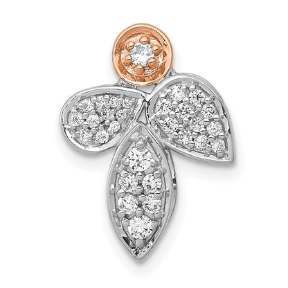 14k Rose & White Gold 1/4ct. Real Diamond Fancy Leaf Chain Slide