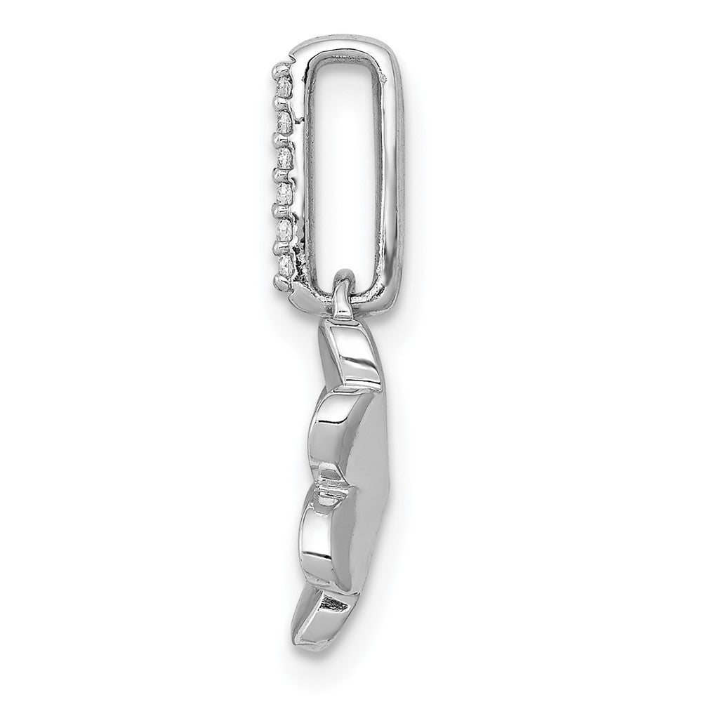 14k White Gold 1/15ct. Real Diamond Four Leaf Clover Pendant