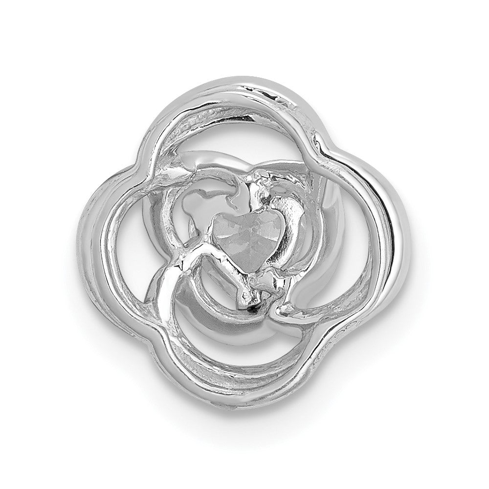 14k White Gold Real Diamond Flower Chain Slide