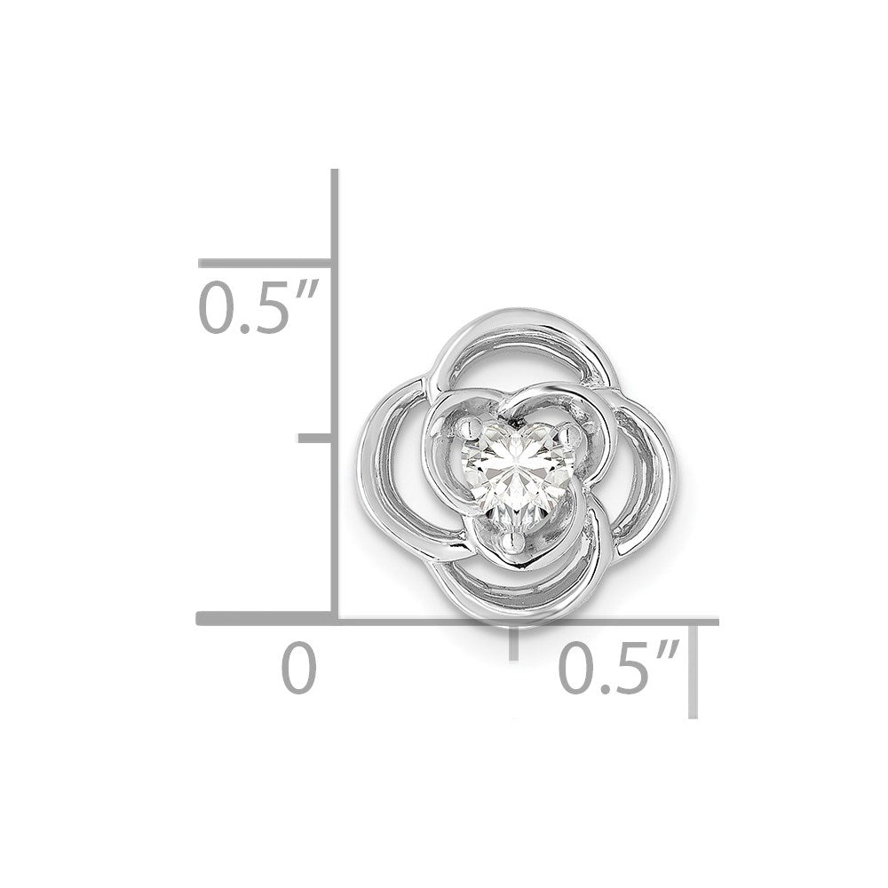 14k White Gold Real Diamond Flower Chain Slide