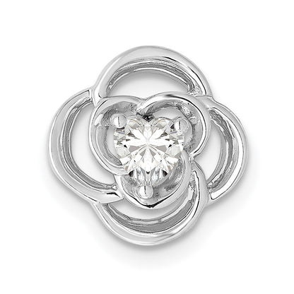 14k White Gold Real Diamond Flower Chain Slide