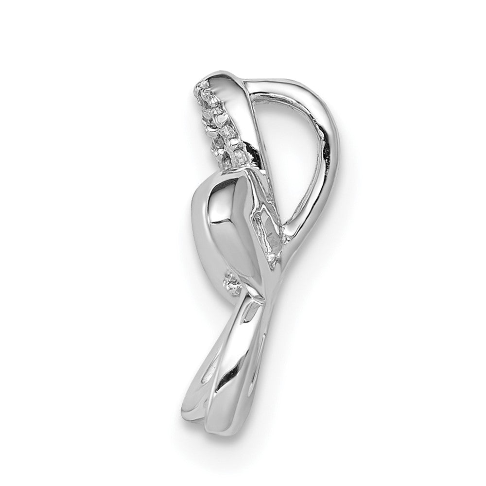 14k White Gold 1/20ct. Real Diamond Flower Chain Slide
