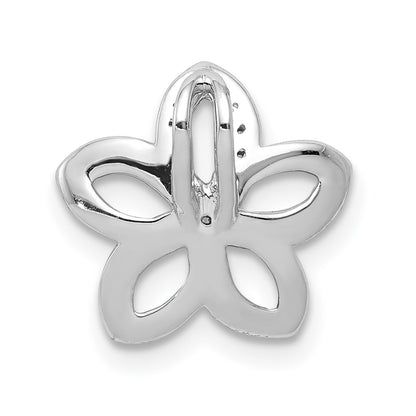 14k White Gold 1/20ct. Real Diamond Flower Chain Slide