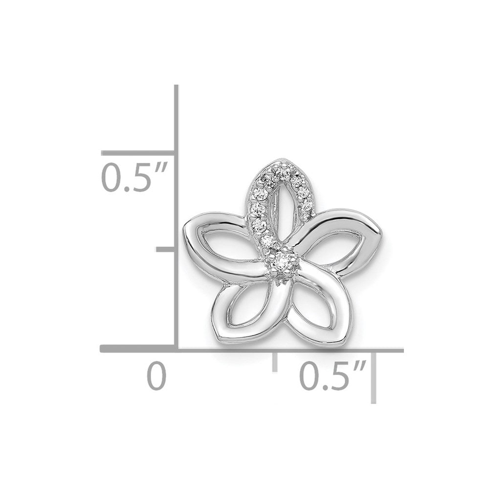 14k White Gold 1/20ct. Real Diamond Flower Chain Slide