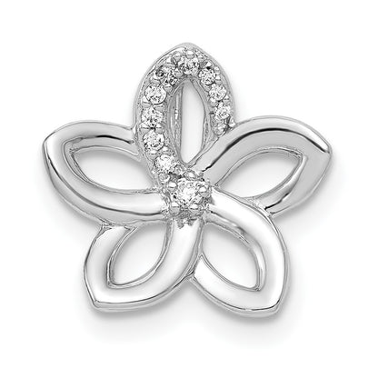 14k White Gold 1/20ct. Real Diamond Flower Chain Slide