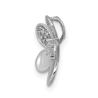 14k White Gold 1/20ct. Real Diamond Flower Chain Slide