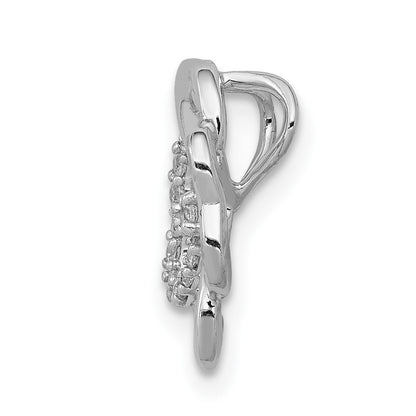 14k White Gold 1/15ct. Real Diamond Four Leaf Clover Chain Slide