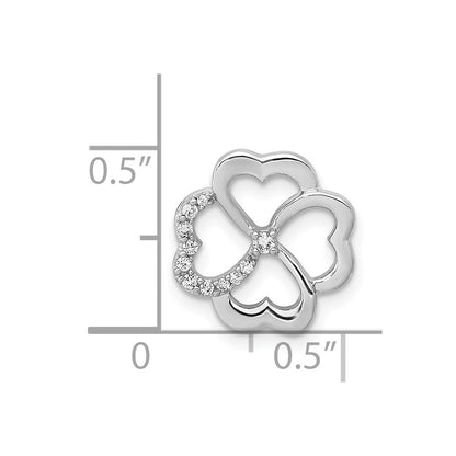 14k White Gold 1/15ct. Real Diamond Four Leaf Clover Chain Slide