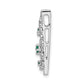14k white gold real diamond and emerald flower chain slide pm3985 em 010 wa
