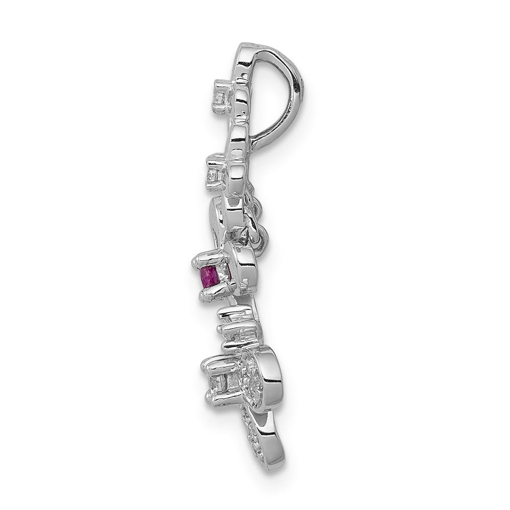 14k white gold real diamond ruby and emerald flower chain slide pm3987 r e 012 wa